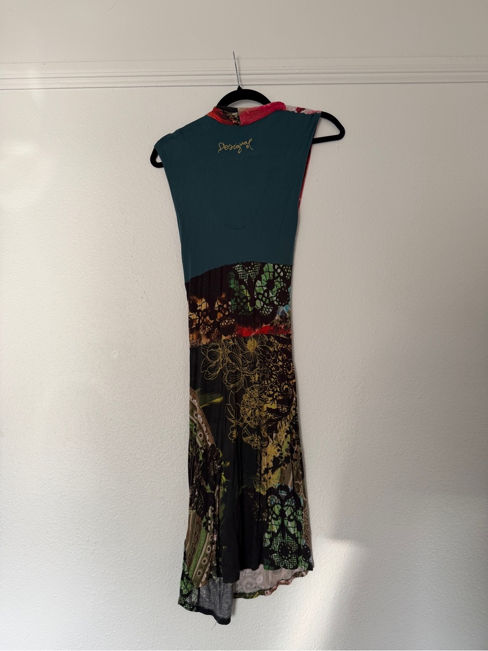 Desigual sleeveless Multicolor Printed Draped Chemise Midi Dress y2k - Picture 5 of 6